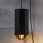 Hex Light Pendant - Black / Transparent