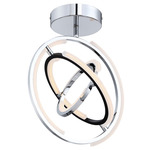 Trilogy Semi Flush Ceiling Light - Polished Nickel / Black