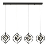 Tulip Linear Multi Light Pendant - Matte Black / White