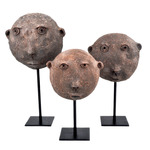 Mask Sculptures Set of 3 - Black / Terracotta
