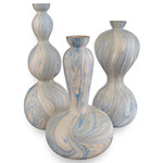 Calm Sea Marbleized Vase Set of 3 - Blue / White