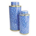 Optical Tea Jar Set of 2 - Blue / White