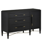 Verona Wide Chest - Black Lacquered Linen / Champagne