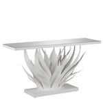 Agave Console Table - Gesso White / Mirror