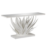 Agave Console Table - Gesso White / Mirror