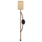 Capriole Wall Sconce - Black / Natural / Grasscloth