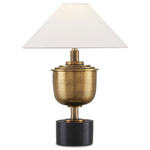 Bective Table Lamp - Antique Brass / Black / Off White