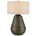 Brigadier Table Lamp - Antique Brass / Black / Off White