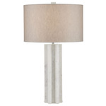 Mercurius Table Lamp - White Marble / Natural Linen