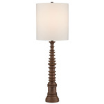 Malayan Table Lamp - Natural Wood / White