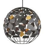 Moon Night Chandelier - Hiroshi Gray / Gold Leaf