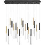 Benicio 18-Light Linear Chandelier - Black / Gold / Clear