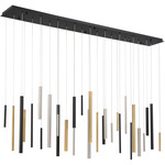 Santana Linear Multi Light Pendant - Antique Brass / Black / Satin Nickel