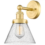 Cone Large Wall Sconce - Satin Gold / Clear Seedy