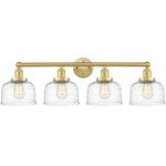 Bell Large Bathroom Vanity Light - Satin Gold / Clear Swirl