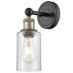 Clymer Wall Sconce - Matte Black / Antique Brass / Clear Seedy
