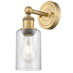 Clymer Wall Sconce - Brushed Brass / Clear Seedy