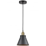 Appalachian Cord Hung Mini Pendant - Matte Black / Antique Brass