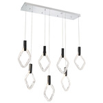Catania Linear Multi Light Chandelier - Chrome / Clear