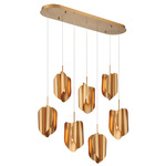 Portofino Linear Multi Light Chandelier - Satin Gold