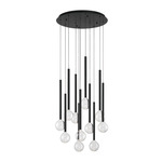 Positano Round Multi Light Chandelier - Matte Black / Clear