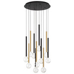 Positano Round Multi Light Chandelier - Plated Brushed Gold / Clear