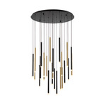 Amalfi Round Multi Light Chandelier - Matte Black / Plated Brushed Gold / Frosted