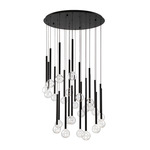 Positano Round Multi Light Chandelier - Matte Black / Clear