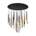 Amalfi Round Multi Light Chandelier - Matte Black / Plated Brushed Gold / Frosted