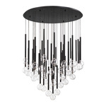 Positano Round Multi Light Chandelier - Matte Black / Clear