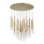 Positano Round Multi Light Chandelier - Plated Brushed Gold / Clear