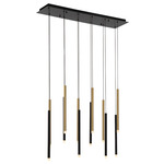 Amalfi Linear Multi Light Chandelier - Matte Black / Plated Brushed Gold / Frosted