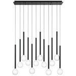 Positano Linear Multi Light Chandelier - Matte Black / Clear