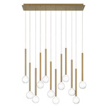 Positano Linear Multi Light Chandelier - Plated Brushed Gold / Clear