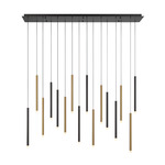 Amalfi Linear Multi Light Chandelier - Matte Black / Plated Brushed Gold / Frosted