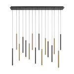 Amalfi Linear Multi Light Chandelier - Matte Black / Plated Brushed Gold / Frosted