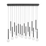 Positano Linear Multi Light Chandelier - Matte Black / Clear