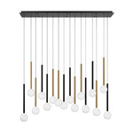Positano Linear Multi Light Chandelier - Matte Black / Plated Brushed Gold / Clear