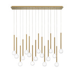 Positano Linear Multi Light Chandelier - Plated Brushed Gold / Clear