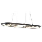 Nettuno Oval Chandelier - Metallic Brushed Grey / Cognac