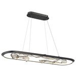 Nettuno Oval Chandelier - Metallic Brushed Grey / Cognac