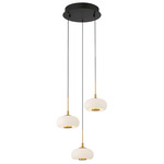 Adelfia Round Multi Light Chandelier - Matte Black / Opal White