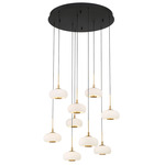 Adelfia Round Multi Light Chandelier - Matte Black / Opal White