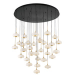 Adelfia Round Multi Light Chandelier - Matte Black / Opal White