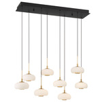 Adelfia Linear Double Multi Light Chandelier - Matte Black / Opal White