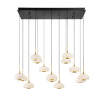 Adelfia Linear Double Multi Light Chandelier - Matte Black / Opal White