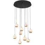 Baveno Round Multi Light Chandelier - Matte Black / Alabaster