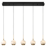 Baveno Linear Multi Light Chandelier - Matte Black / Alabaster