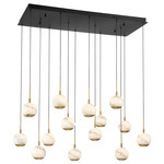 Baveno Double Linear Multi Light Chandelier - Matte Black / Alabaster