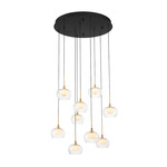 Manarola Round Multi Light Chandelier - Matte Black / Clear/ Opal